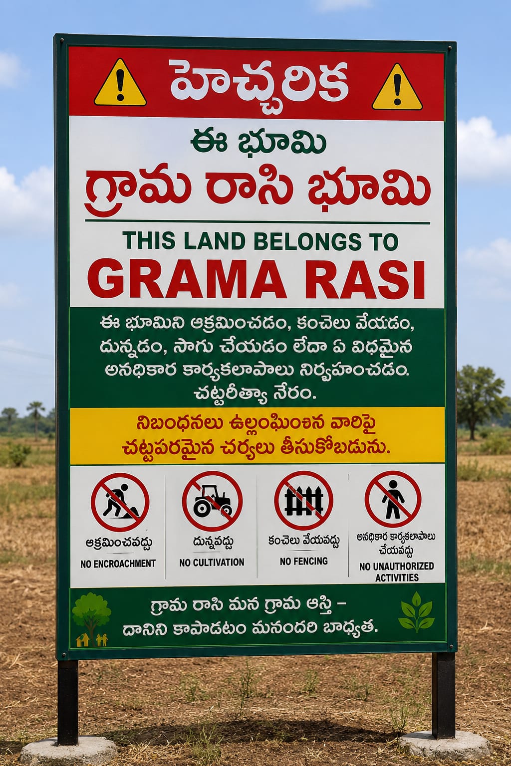 This land belongs to Grama Raasi — community land board