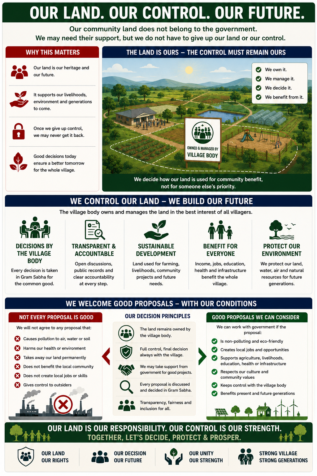 Our Land. Our Control. Our Future. — community infographic